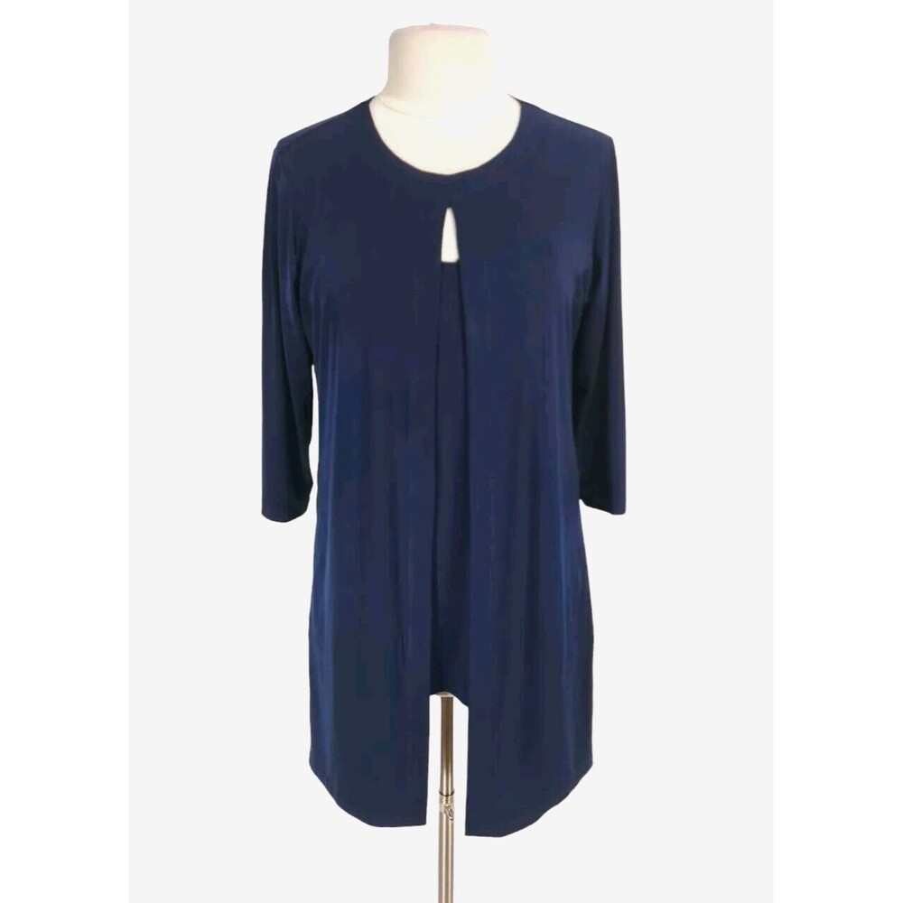 SUSAN GRAVER EVERY DAY Women Two Layer One Pcs Tunic Top Petti MP Navy Blue 48A